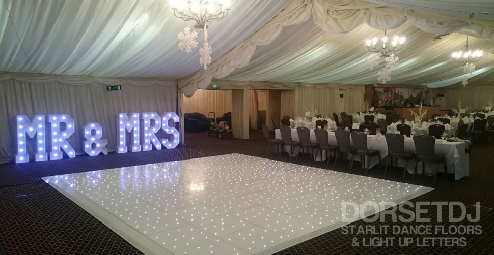 white starlit led dance floor at audley's wood